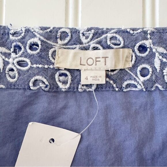 LOFT Embroidered Scalloped Shift Skirt - Size 4 - Picture 3 of 5